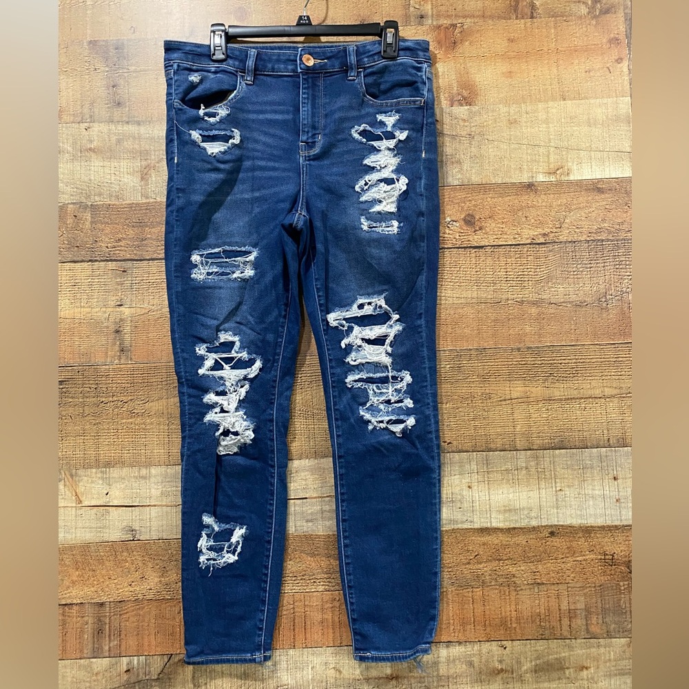 American Eagle Next Level Stretch Distressed High Rise Jeggings Size 12